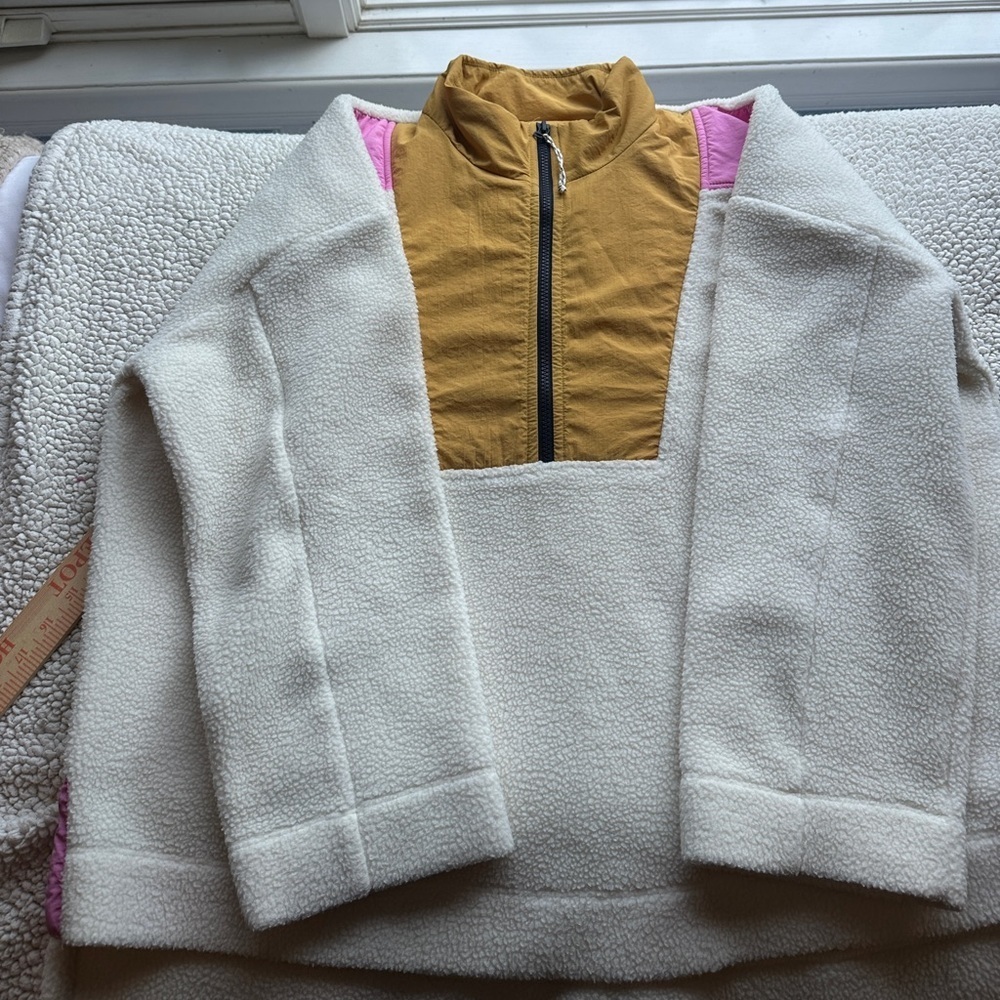 Elegant Cream and Tan Teddy Jacket